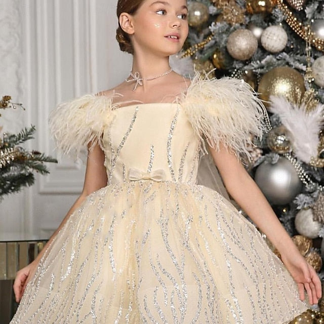 Dress Girls' Sleeveless Solid Kids Performance Party Color