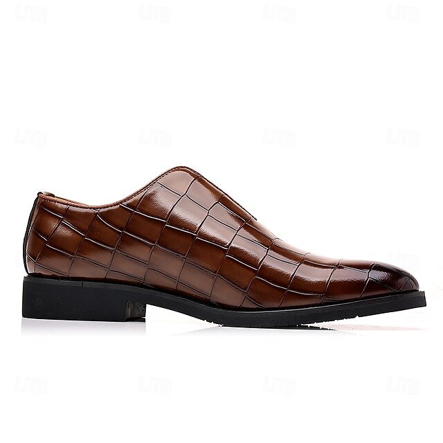 – Shoes Pattern Slip-On Burgundy Men's Crocodile