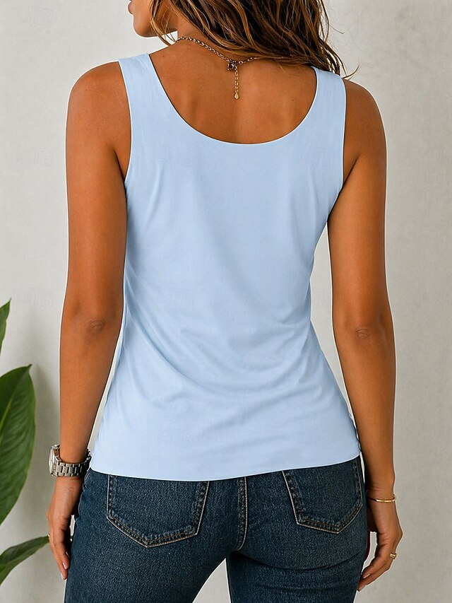 Women's Tank Top Sleeveless Shirt Tee Top Solid Color