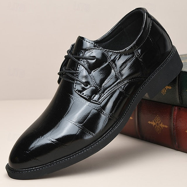 Shoes Crocodile-Pattern Brown Men's Leather