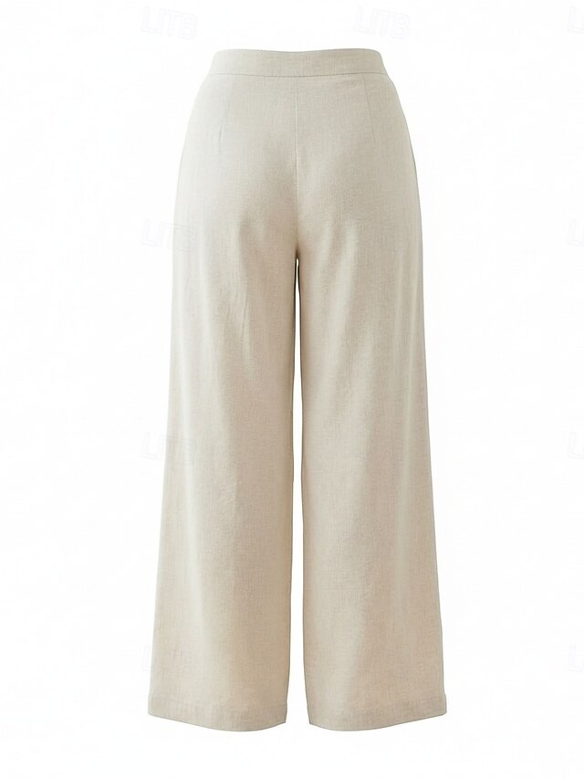 70% Linen Women's Linen Pants Wide Leg Chinos Vacation