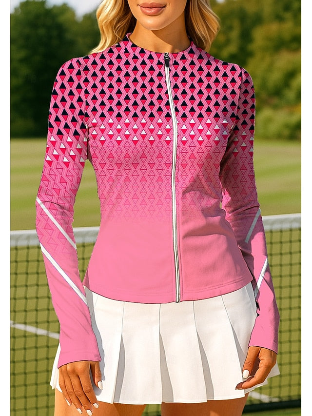 Women's Geometric Gradient Tops Sport Shirt Tennis Shirt