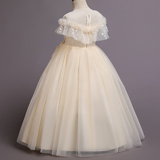 Flower Solid Party Dress Girl Girls' Color Kids