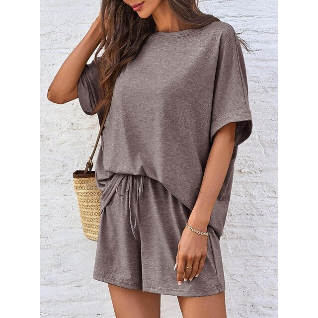Women's Shorts Sets Bolero Top Short Sleeve Round Neck