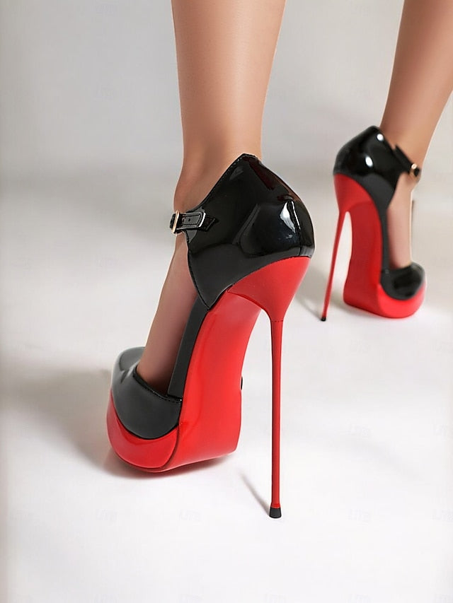 Patent and Black Stiletto Red Platform Leather Women's