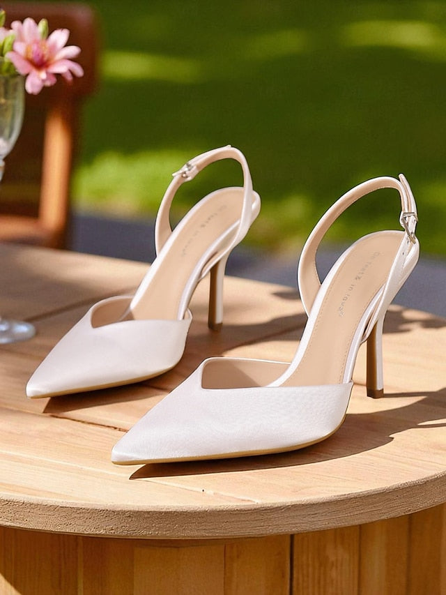 Purple Slingback Pointed - Elegant Toe Heels Women's Satin