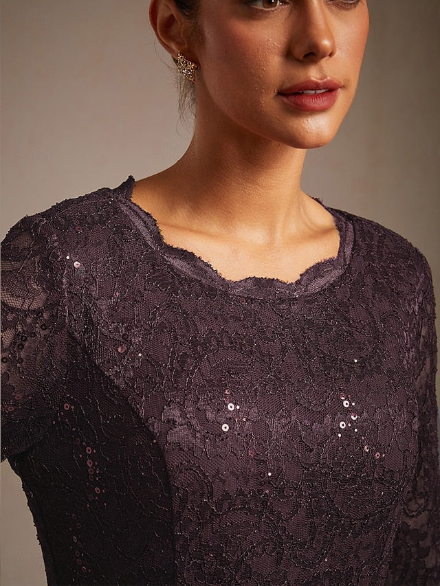 Women's Midi Dress Chiffon Dress Elegant Solid Color 3/4