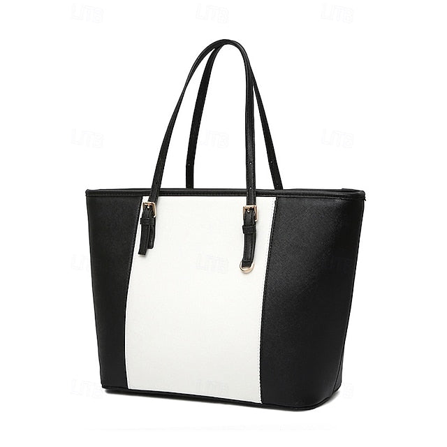 Leather Tote Faux Women's Brown - Bag Large Classic