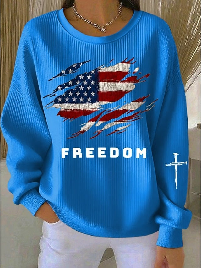 Independence Day Patriotic Shirt Women's Textured Pullover