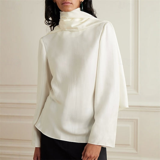 Women's Blouse Dressy Tops Ruched Patchwork Draped Solid