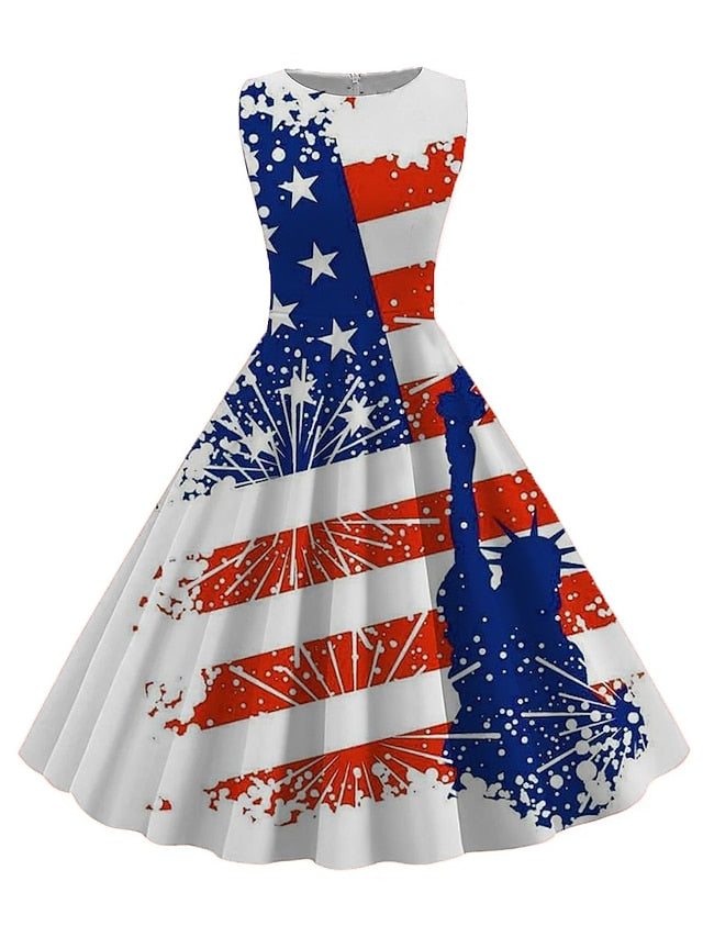 Women's Retro 1950s Vintage Tea Dresses Midi Dress Daily