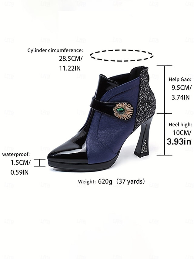 High Ankle Heel Glitter Boots Women's