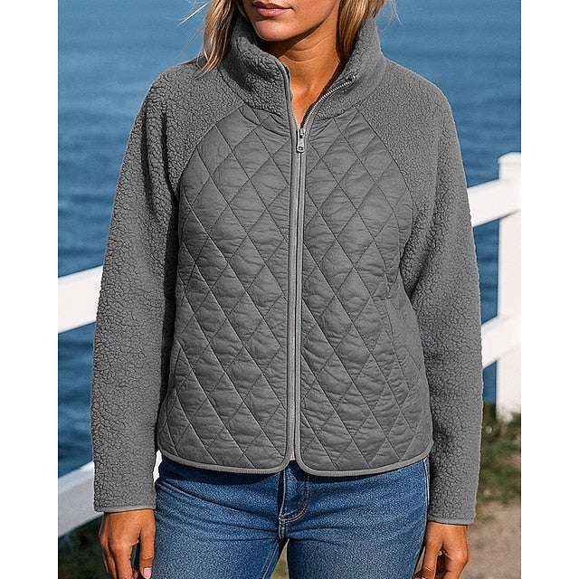 Women's Fleece Jacket Winter Coat Puffer Jacket Zip Up Long