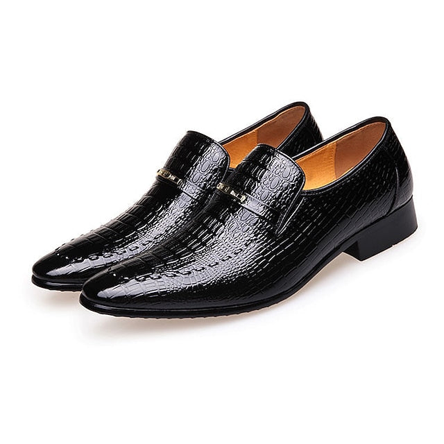 Loafers Crocodile Faux - Men's Brown Leather Pattern