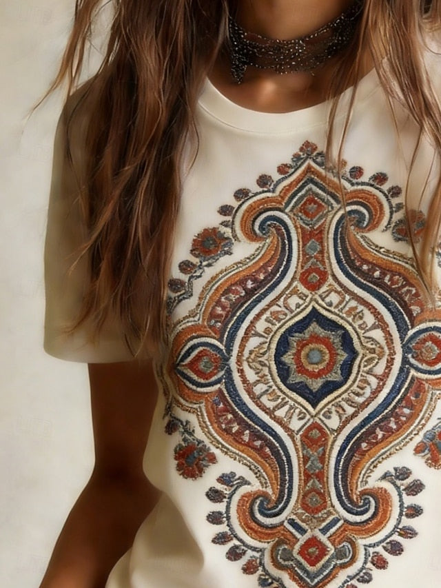 Women's T Shirt Tee Top Print Graphic Geometric Bohemia