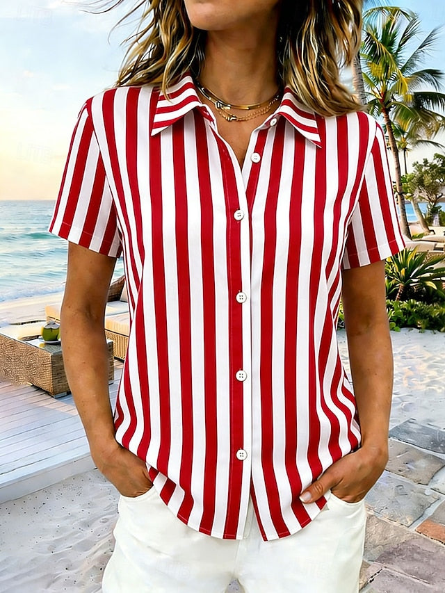 Women's Shirt Short Sleeve Graphic Geometric Striped