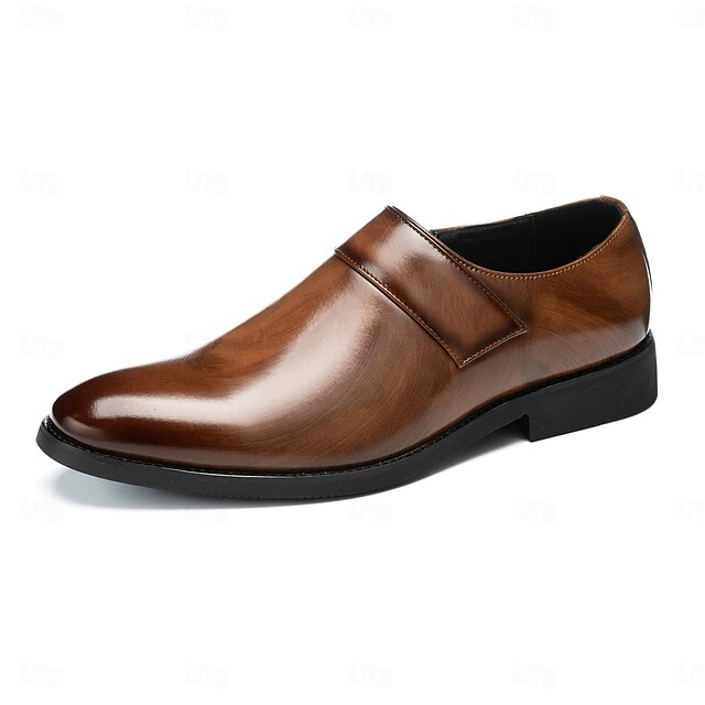 Men's Leather Business Shoes Slip-On Loafers Brown