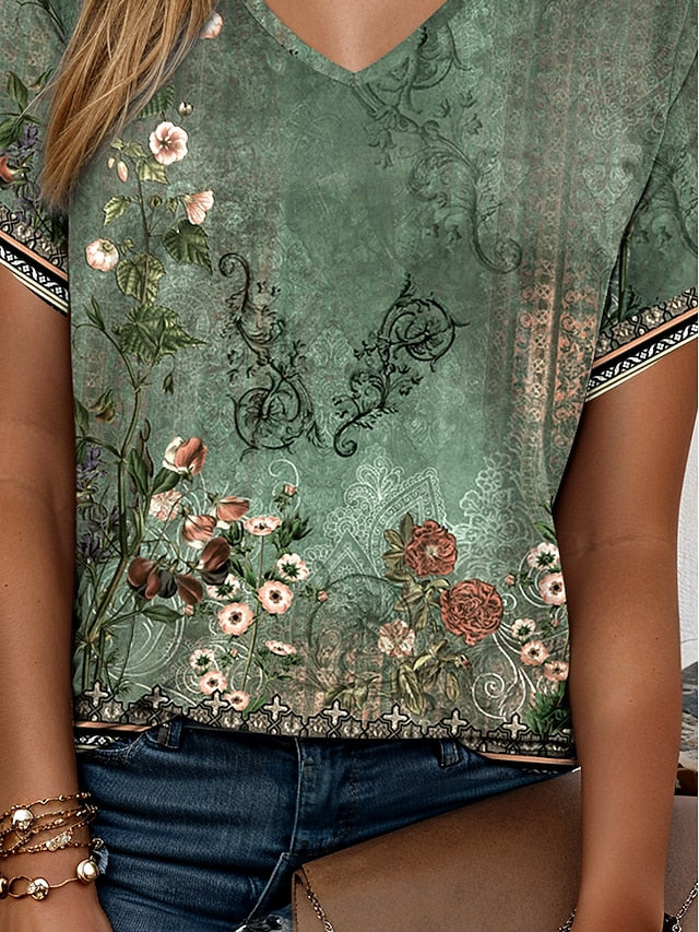 St. Patrick Women's T Shirt Print Ombre Floral Graphic