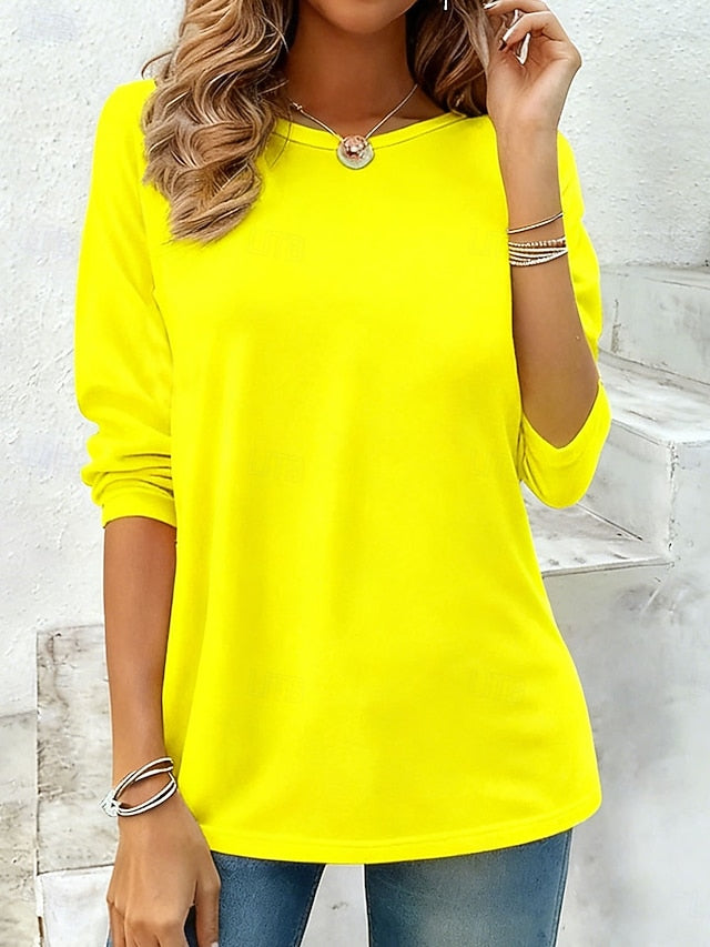 Women's T Shirt Plain Vintage Stylish Classic Long Sleeve