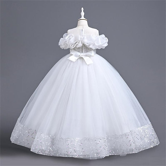 Girl Color Flower Girls' Solid 3D Party Dress