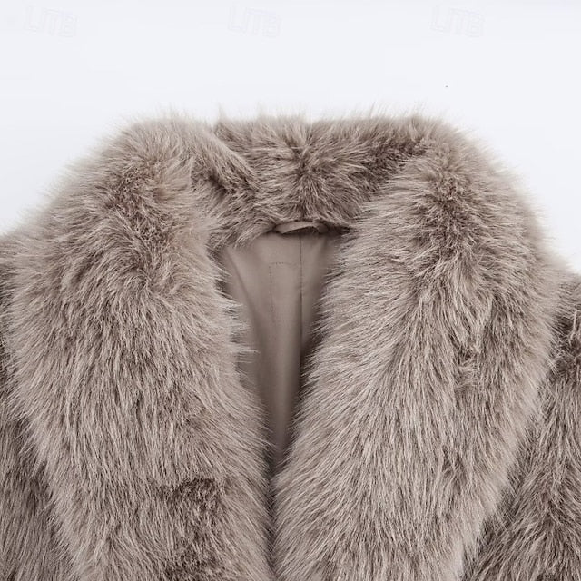 Coat Pocket Buttons Fur Warm Comfortable Women's Faux