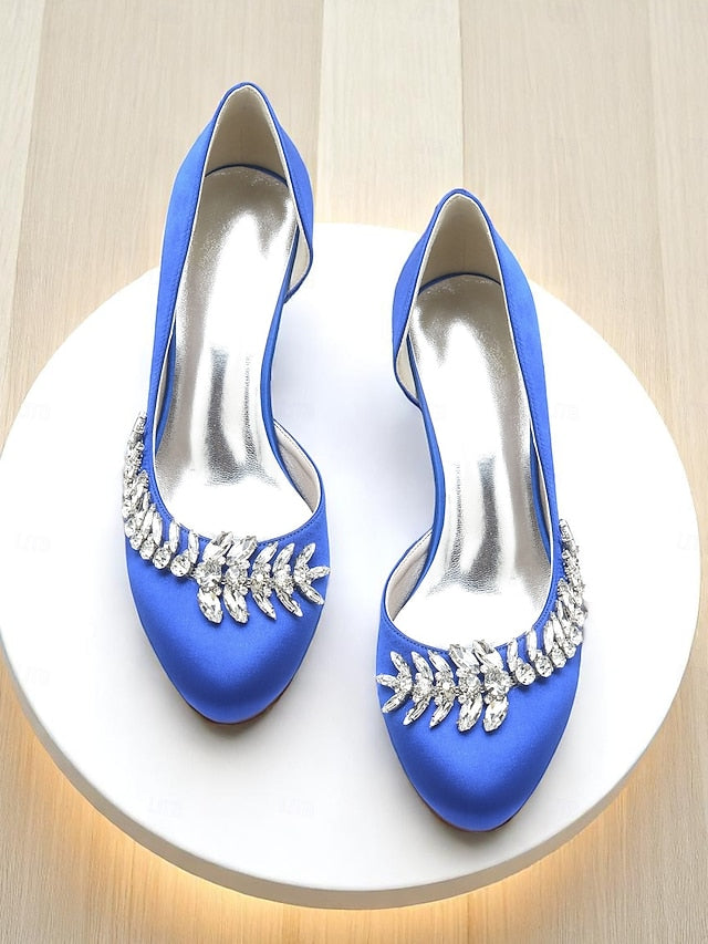 Heel Kitten Low Toe Women's Heels Satin Round - Silver