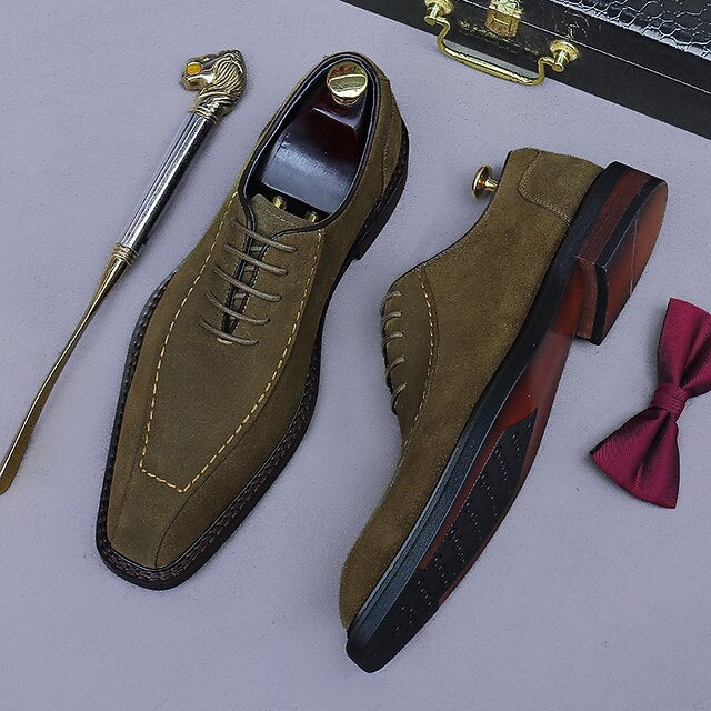 Leather Derby - Classic Cowhide Shoes Men's Genuine Suede