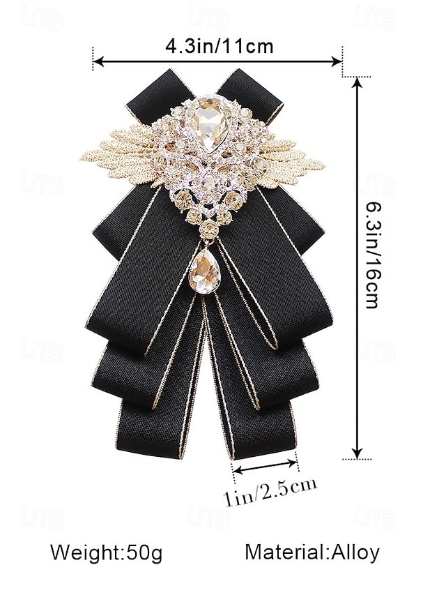 Pin Crystal Luxury Bow Ribbon - Brooch Men's Tie Elegant
