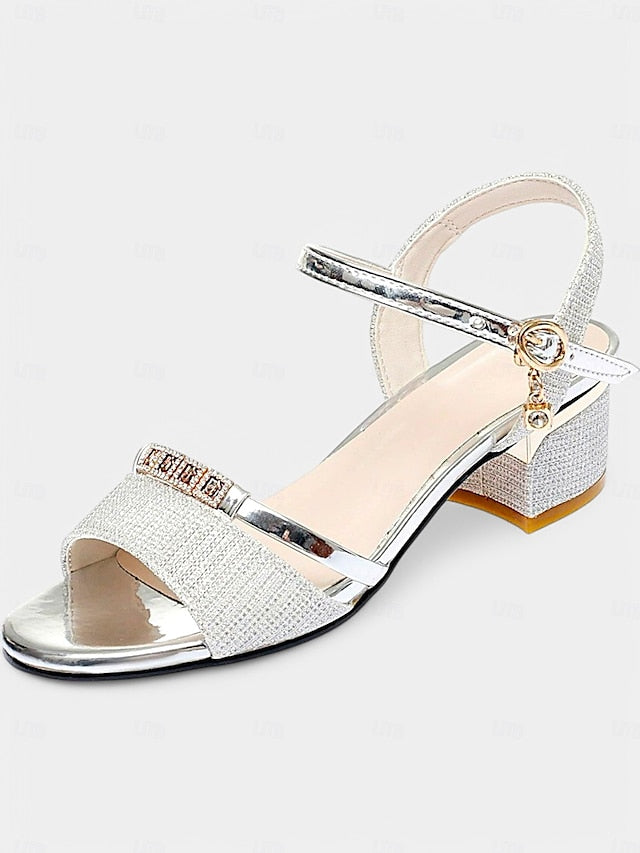 Silver - for Elegant Shoes Women Rhinestone Sandals Heeled