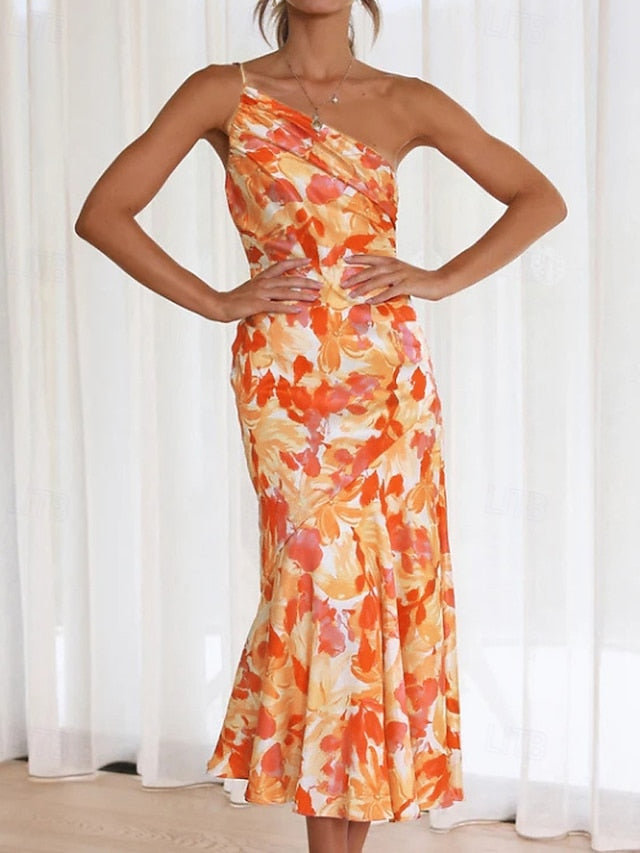 Women's Midi Dress Floral Dress Print Dress Fashion Modern