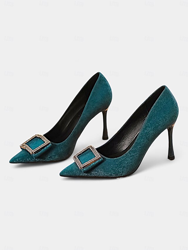 Toe Pointed Buckle Elegant – Women's Champagne Heels