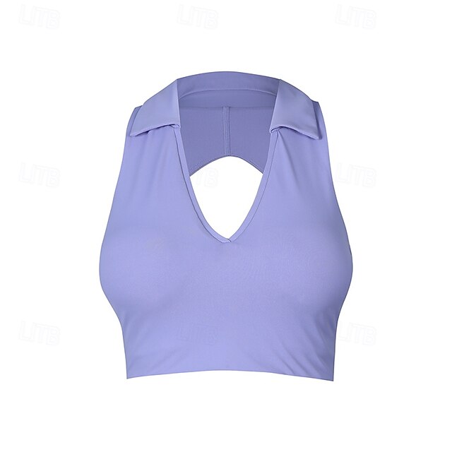 Women's Solid Colored Halter Tank Top Build-in Bra UV