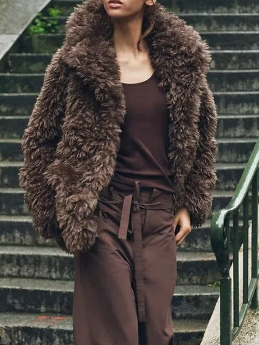 Teddy Women's Warm Faux Comfortable Fur Furs Coat