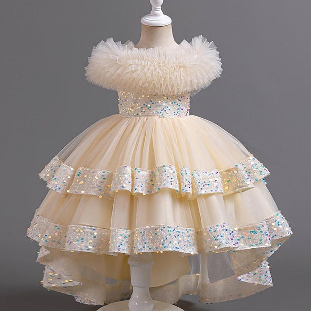 Girl Party Dress Sleeveless Flower Sequin Kids Girls'