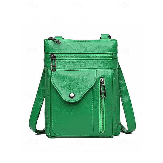 Bag Leather Vintage Faux - Crossbody Women's Multi-Pocket