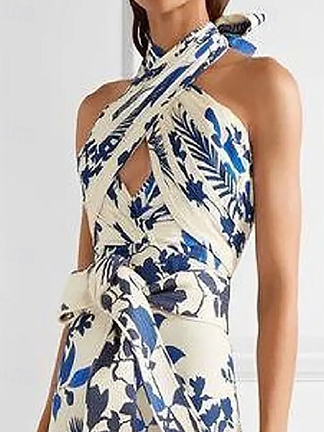 Women's Long Dress Maxi Dress Floral Dress Halter Neck