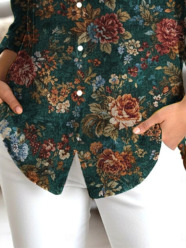 Women's Shirt Buttons Print Floral Elegant Daily Stylish