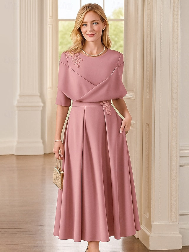 A-Line Tea Length Party Dress Cocktail Dress Wedding Guest Dress