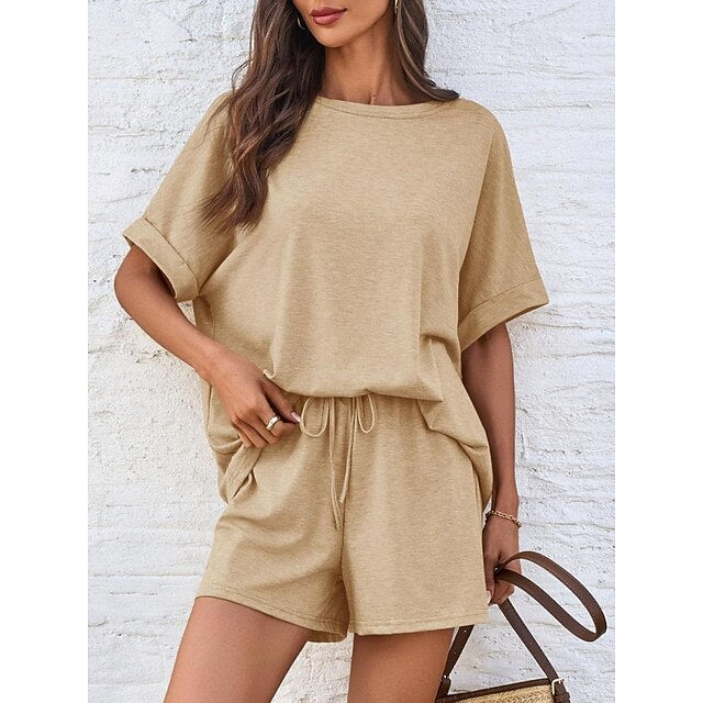 Women's Shorts Sets Bolero Top Short Sleeve Round Neck
