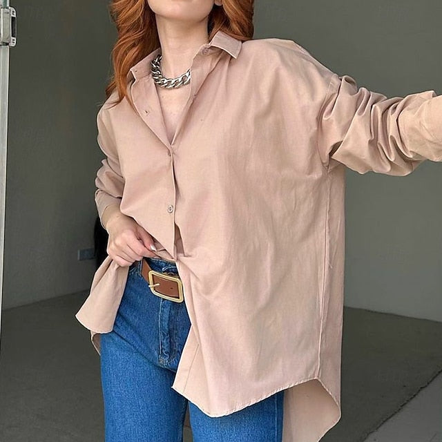 Women's Casual Shirt Button Up Shirt Blouse Patchwork