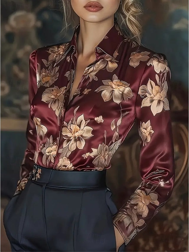Women's Work Shirt Floral Graphic Elegant Stylish Casual
