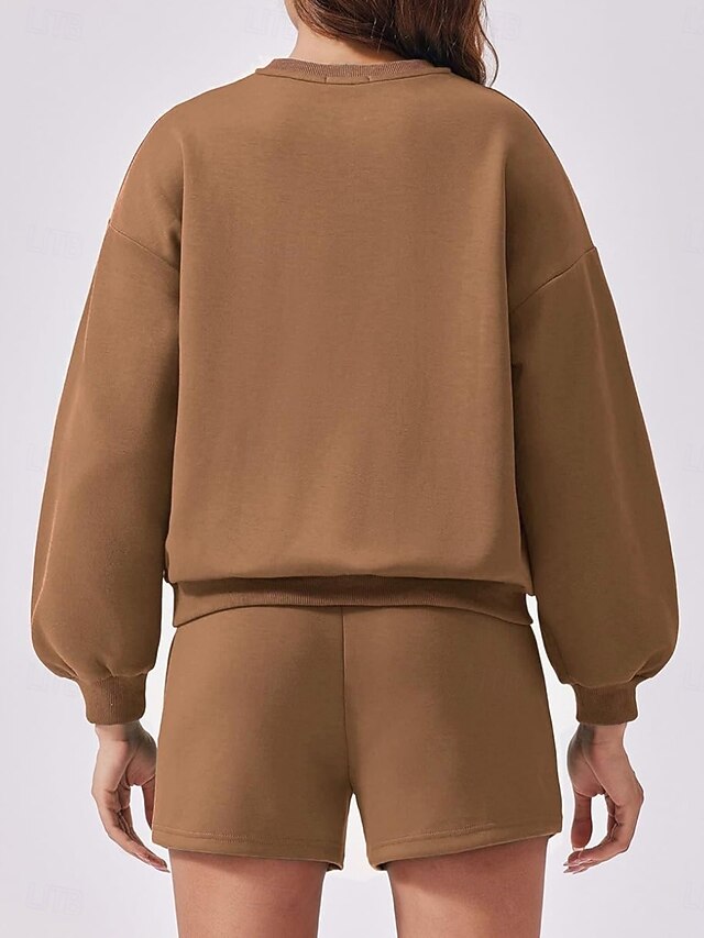 Women's Two Piece Sets Tracksuit Shorts Sets Long Sleeve