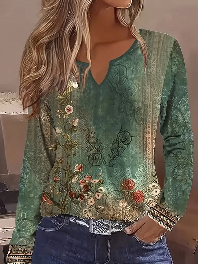 Women's T Shirt Print Graphic Plants Vintage Stylish Casual