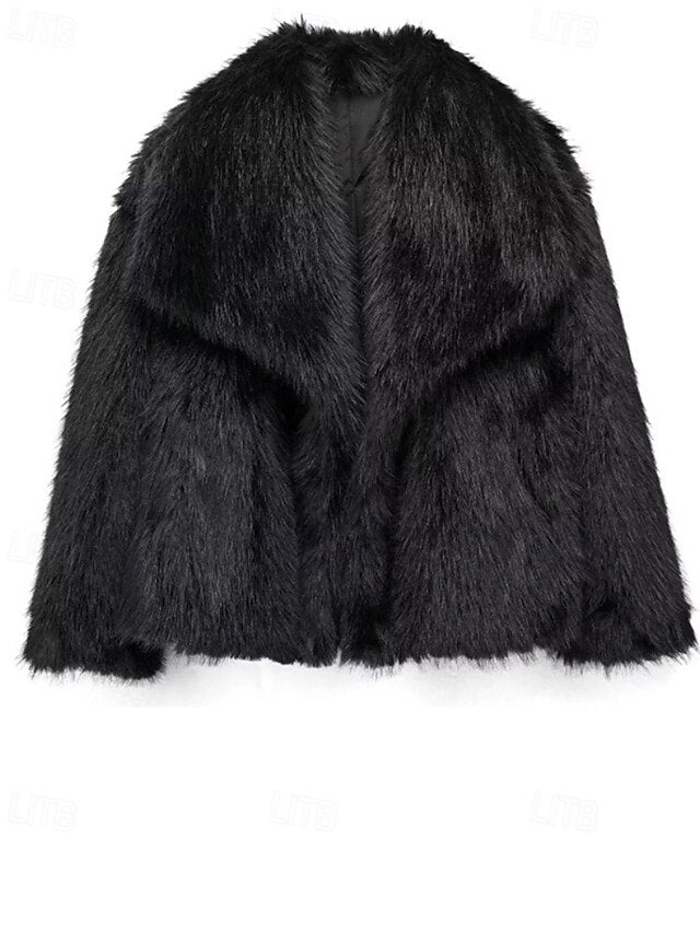 Comfortable Faux  Buttons Fur Coat Warm Furs Women's