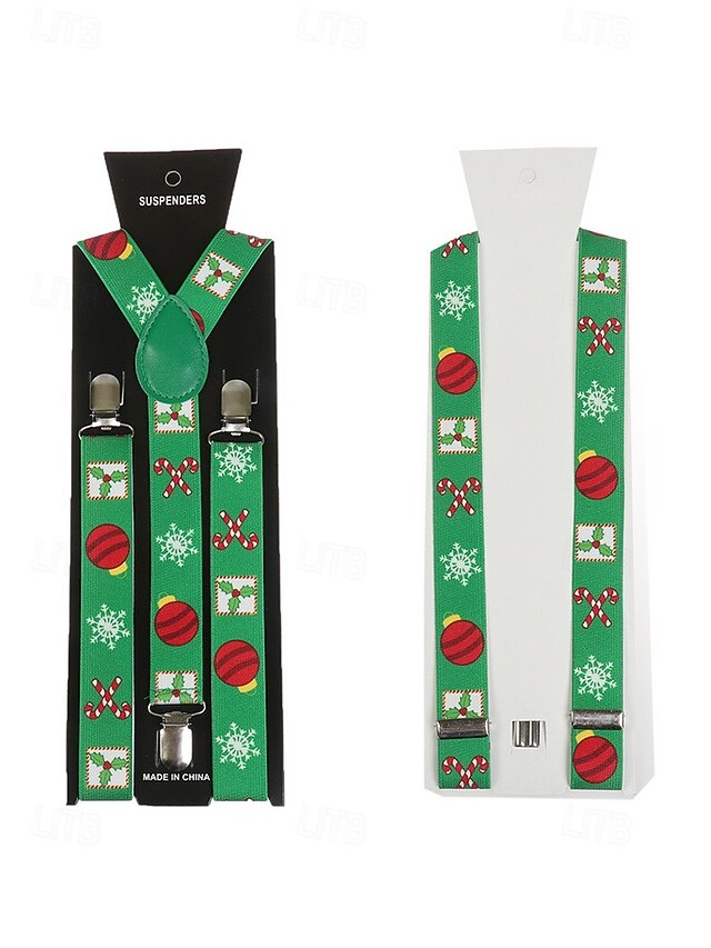 Men's Suspenders Snowman Christmas with