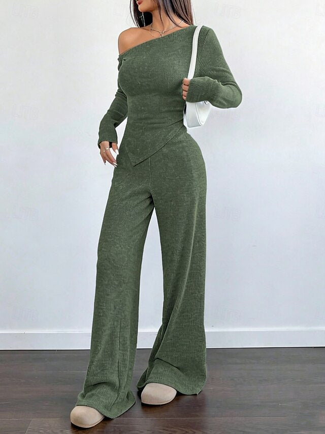 Women's Two Piece Sets Pants Sets Bolero Top Long Sleeve