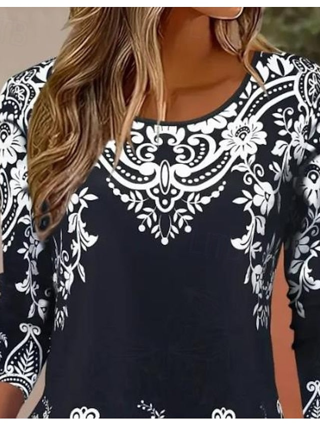 Women's T shirt Long Sleeve Crew Neck Long Sleeve Tunic