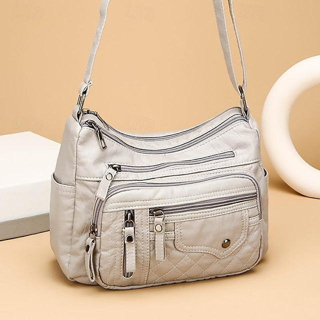 Multiple Leather Crossbody with Bag Faux Quilted Women's