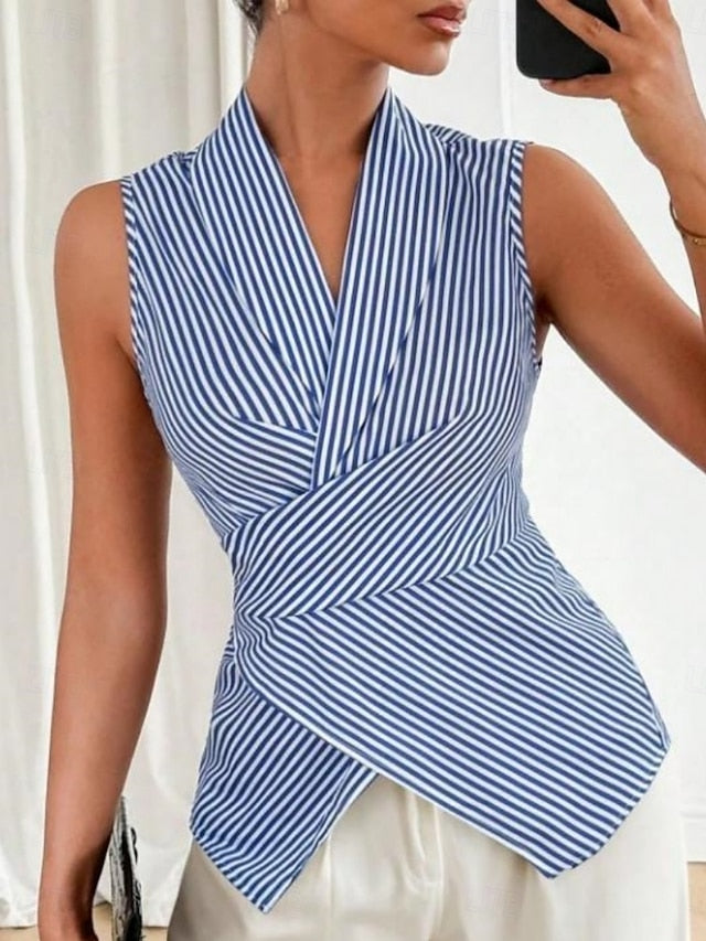 Women's T Shirt Tee Top Print Striped Fashion Stylish