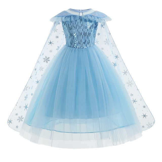 Elsa Theme Girl Princess Party Flower Fairytale Dress Frozen